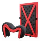 Kit Poltrona e Painel Exótico PRETO & VERMELHO Tapeçaria Parrilha - Decoração Quarto