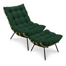 Kit Poltrona e Puff Costela Suede Verde Base Metal Drossi