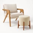 Kit Poltrona e Puff Decorativo Escritório Sala Recepção Gaia