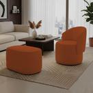 Kit Poltrona e Puff Malu Max Bouclê Suede Orgânico Terracota D'Rossi
