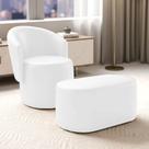 Kit Poltrona e Puff Malu Max Sintético PU Orgânico Branco D'Rossi