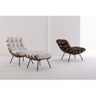 Kit Poltrona e Puff para Sala de Estar Costela Bege Off White