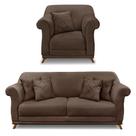 Kit Poltrona e Sofá Living 2 Lugares 1,60m Vênus Veludo Marrom Pés Castanho - Pallazio Kit Poltrona e Sofá Living 2 Lugares 1,60m Vênus Veludo Marrom Pés Castanho - Pallazio