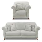 Kit Poltrona e Sofá Living 2 Lugares 1,60m Vênus Veludo Pés Castanho - Pallazio Kit Poltrona e Sofá Living 2 Lugares 1,60m Vênus Veludo Pés Castanho - Pallazio