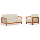 Kit Poltrona e Sofá Varanda Samoa Madeira Maciça com Cordas Náutica Linho Pérola - Abmaza