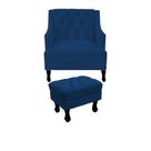 Kit poltrona genesis + puff retrô suede azul marinho
