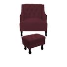 Kit poltrona genesis + puff retrô suede bordo