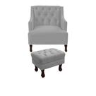 Kit poltrona genesis + puff retrô suede cinza