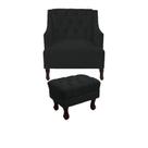 Kit poltrona genesis + puff retrô suede preto