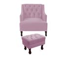 Kit poltrona genesis + puff retrô suede rosa bebê