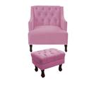Kit poltrona genesis + puff retrô suede rosa