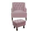 Kit poltrona genesis + puff retrô suede rosê