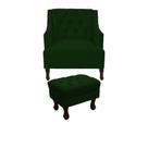 Kit poltrona genesis + puff retrô suede verde