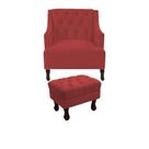 Kit poltrona genesis + puff retrô suede vermelho