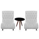 Kit Poltrona Luca Plus Size Suede Branco + Mesa Preta - Dominic Decor