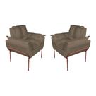 Kit Poltrona Moderna Base Cobre Suede Cappucino - Belliv Decor