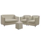 Kit Poltrona Namoradeira e 2 Poltronas Alya Com Puff Izar Couro Bege Aradecor Kit Poltrona Namoradeira e 2 Poltronas Alya Com Puff Izar Couro Bege Aradecor