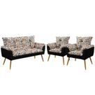 Kit Poltrona Namoradeira e 2 Poltronas Beta F-014 Sued Estampado Bege com Sued Aradecor Kit Poltrona Namoradeira e 2 Poltronas Beta F-014 Sued Estampado Bege com Sued Aradecor