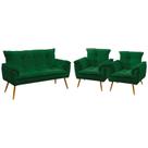 Kit Poltrona Namoradeira e 2 Poltronas Beta Sued Verde Aradecor