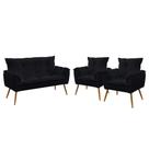 Kit Poltrona Namoradeira e 2 Poltronas Beta Veludo Aradecor