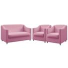 Kit Poltrona Namoradeira e 2 Poltronas Decorativas Almofadadas Alya Sued Rosê Aradecor