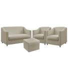 Kit Poltrona Namoradeira e 2 Poltronas Decorativas Alya Com Puff Quasar Bege Aradecor Kit Poltrona Namoradeira e 2 Poltronas Decorativas Alya Com Puff Quasar Bege Aradecor