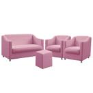 Kit Poltrona Namoradeira e 2 Poltronas Decorativas Alya Puff Izar Sued Rosê Aradecor Kit Poltrona Namoradeira e 2 Poltronas Decorativas Alya Puff Izar Sued Rosê Aradecor