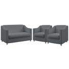 Kit Poltrona Namoradeira e 2 Poltronas Decorativas Alya Suede Cinza Aradecor