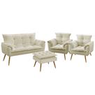 Kit Poltrona Namoradeira e 2 Poltronas Decorativas Estofada Beta Puff Lunar Sued Bege Aradecor Kit Poltrona Namoradeira e 2 Poltronas Decorativas Estofada Beta Puff Lunar Sued Bege Aradecor