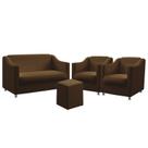 Kit Poltrona Namoradeira e 2 Poltronas Decorativas Estofada Para Sala De Estar Alya Puff Izar Sued Marrom Aradecor Kit Poltrona Namoradeira e 2 Poltronas Decorativas Estofada Para Sala De Estar Alya Puff Izar Sued Marrom Aradecor