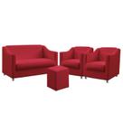 Kit Poltrona Namoradeira e 2 Poltronas Decorativas Estofada Para Sala De Estar Alya Puff Izar Sued Vermelho Aradecor Kit Poltrona Namoradeira e 2 Poltronas Decorativas Estofada Para Sala De Estar Alya Puff Izar Sued Vermelho Aradecor