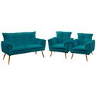 Kit Poltrona Namoradeira e 2 Poltronas Estofadas Beta Sued Azul Turquesa Aradecor Kit Poltrona Namoradeira e 2 Poltronas Estofadas Beta Sued Azul Turquesa Aradecor