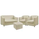 Kit Poltrona Namoradeira Mais 2 Poltronas Alya com Puff Quasar Sued Bege Aradecor