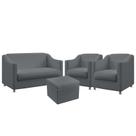 Kit Poltrona Namoradeira Mais 2 Poltronas para Sala de Estar Alya com Puff Quasar Sued Cinza Aradec Kit Poltrona Namoradeira Mais 2 Poltronas para Sala de Estar Alya com Puff Quasar Sued Cinza Aradec
