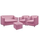 Kit Poltrona Namoradeira mais 2 Poltronas Para Sala de Estar Alya Com Puff Quasar Sued Rosê Aradecor Kit Poltrona Namoradeira mais 2 Poltronas Para Sala de Estar Alya Com Puff Quasar Sued Rosê Aradecor