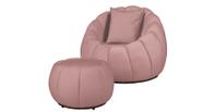 Kit Poltrona + Puff Concha + Almofada Veludo Rosa