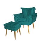 kit Poltrona +Puff Opala Pé Palito Suede Azul Turquesa Imperial kit Poltrona +Puff Opala Pé Palito Suede Azul Turquesa Imperial