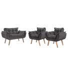 Kit Poltronas 1 Namoradeira e 2 Poltronas de 1 Lugar Cinza