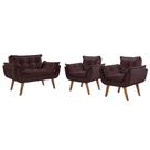 Kit Poltronas 1 Namoradeira e 2 Poltronas de 1 Lugar Marrom