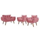 Kit Poltronas 1 Namoradeira e 2 Poltronas de 1 Lugar Rosa