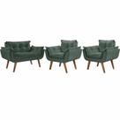 Kit Poltronas 1 Namoradeira e 2 Poltronas de 1 Lugar Verde