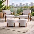 Kit Poltronas Aura Com Dois Pufes Inclusos Decorativo Cinza Claro Linho Kit Poltronas Aura Com Dois Pufes Inclusos Decorativo Cinza Claro Linho