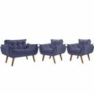 Kit Poltronas Opalla 1 Namoradeira e 2 Poltronas Azul Bic