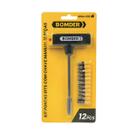 Kit Pontas Bits Fenda e Phillips Com Chave T Manutenção Manual 12 Peças Profissional