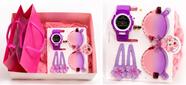 Kit Popstar Infantil Menina Óculos Ursinho, Relógio Fashion e Acessórios Delicados