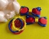 Kit Porta acessório de castelo+ parzinho de lacinhos Branca de Neve