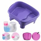 Kit Porta Acetona/Algodão + Bacia Pés Pedestal Pedicure Manicure Salão Beleza Multiuso Relax Dompel