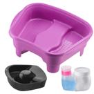 Kit Porta Acetona/Algodão Tigela Mão Bacia Pés Pedestal Pedicure Manicure Salão Beleza Relax Dompel - Rosa