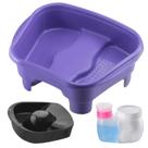 Kit Porta Acetona/Algodão Tigela Mão Bacia Pés Pedestal Pedicure Manicure Salão Beleza Relax Dompel - Roxa