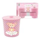 Kit Porta Algodão e Porta Sabonete Liquido + Lixeira - Rosa